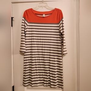 Grey, white and coral dress